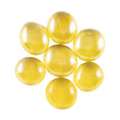 Galets  de verre ronds et teintés aplatis d’un côté, Jaune irisé, Ø 15 - 20 mm, paquet de 100g, env. 20 - 25 pcs