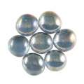 Galets  de verre ronds et teintés aplatis d’un côté, Bleu irisé, Ø 15 - 20 mm, paquet de 100g, env. 20 - 25 pcs