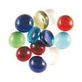 Galets  de verre ronds et teintés aplatis d’un côté, Mélange multicolore, Ø 15 - 20 mm, paquet de 100g, env. 20 - 25 pcs