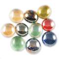 Galets  de verre ronds et teintés aplatis d’un côté, Mélange irisé multicolore, Ø 15 - 20 mm, paquet de 100g, env. 20 - 25 pcs