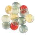 Galets  de verre ronds et teintés aplatis d’un côté, Ø 15 - 20 mm, paquet de 100g, env. 20 - 25 pcs, Mélange marbré multicolore