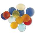 Galets  de verre ronds et teintés aplatis d’un côté, Ø 15 - 20 mm, paquet de 100g, env. 20 - 25 pcs, Multicolore glacé