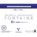 Clairefontaine FONTAINE Aquarellblock halbsatiniert, 24 cm x 30 cm, 300 g/m², satiniert, Block (4-seitig geleimt) mit 25 Blatt