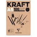 Bloc Kraft brun CLAIREFONTAINE, 14,8 cm x 21 cm, DIN A5, 90 g/m², Bloc collé 1 côté