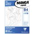 Blocs Manga storyboard Clairefontaine, 25 cm x 35,3 cm, DIN B4, 55 g/m², lisse, Grille divisée en 6, bloc de 100 feuilles