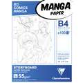 Blocs Manga storyboard Clairefontaine, 25 cm x 35,3 cm, DIN B4, 55 g/m², lisse, Grille simple, bloc de 100 feuilles