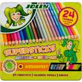 Set de crayons de couleurs pour enfants JOLLY, Couleurs métalliques / fluo, 24 crayons