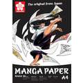 Bloc de papier dessin pour  manga SAKURA®, 21 cm x 29,7 cm, DIN A4, 250 g/m², lisse, Bloc collé 1 côté 20 feuilles