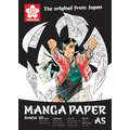Bloc de papier dessin pour  manga SAKURA®, 14,8 cm x 21 cm, DIN A5, 250 g/m², lisse, Bloc collé 1 côté 20 feuilles