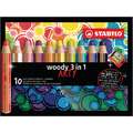 Etuis de crayons STABILO® woody 3 in 1, avec taille-crayon, Etui de 10, Set