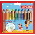 Crayons STABILO® Woody 3 in 1, sets , Etui avec 10 couleurs