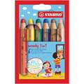 Crayons STABILO® Woody 3 in 1, sets , Etui avec 6 couleurs