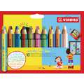 Crayons de couleur woody 3 in 1 duo STABILO® avec taille-crayon, 10 crayons