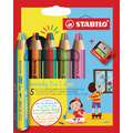 Crayons de couleur woody 3 in 1 duo STABILO® avec taille-crayon, Etui cartonné de 5 crayons