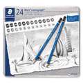 Crayons à dessin Mars® Lumograph® 100 STAEDTLER®, étui en métal de 12, Set de 24