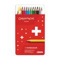 Sets de crayons de couleur permanents CARAN D'ACHE® Swisscolor, boîtes en métal, 12 crayons, Set