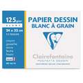 Pochette papier dessin à grain Clairefontaine, 24 cm x 32 cm, 12 feuilles, lisse|rugueux, 125 g/m²