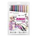 Set de feutres manga TOMBOW® Dual, Manga Shonen, 0,8 mm, pointe pinceau|pointe en cône