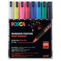 UNI POSCA Liner PC-1MR, 8er-Sets, Basis-Sortierung, 0,7 mm, metallgefasste Spitze, Kunststoff-Etui