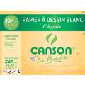 CANSON® papier à dessin blanc C à grain, 24 cm x 32 cm, Paquet de 12 pièces, satiné, 224 g/m²