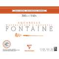 Papier aquarelle Fontaine Clairefontaine 300g/m², 24 x 30 cm - Bloc de 12 feuilles, 24 cm x 30 cm, 1 pièce, Bloc collé 1 côté