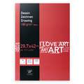 I LOVE ART Zeichenblock, 29,7 cm x 42 cm, DIN A3, 180 g/m², fein, Block mit 30 Blatt (einseitig geleimt)