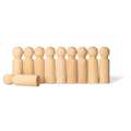 Set de 10 figurines en bois, Forme quille, Set