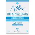 Bloc Dessin à Grain 125 g/m² Clairefontaine, 21 cm x 29,7 cm, DIN A4, 125 g/m², fin, Bloc collé 1 côté