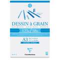Bloc Dessin à Grain 125 g/m² Clairefontaine, 29,7 cm x 42 cm, DIN A3, 125 g/m², fin, Bloc collé 1 côté
