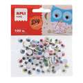 Lot de Yeux mobiles, sachet de 100 de couleurs, avec cils mobiles