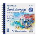 Clairefontaine AQUAPAD® Carnet de Voyage, spiralgebundenes Skizzenbuch, 19 cm x 20 cm, 300 g/m², fein, Spiralblock mit 15 Blatt