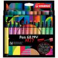 Feutre Pen 68 MAX STABILO® ARTY, sets, Etui cartonné de 24, 1-5 mm, pointe cale