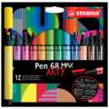 Feutre Pen 68 MAX STABILO® ARTY, sets, Etui cartonné de 12, 1-5 mm, pointe cale