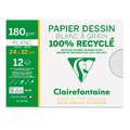 Clairefontaine "Dessin à Grain recyclé" gekörntes, recyceltes Zeichenpapier, 24 cm x 32 cm, 12er-Pckg., 180 g/m²