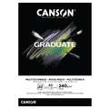 Bloc de papier noir techniques mixtes CANSON® Graduate, 29,7 cm x 42 cm, DIN A3, mat, 240 g/m², Bloc collé 1 côté