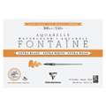Papier aquarelle Fontaine Extra-Blanc grain satiné Clairefontaine, 26 cm x 18 cm, 300 g/m², satiné, Bloc collé 4 côtés