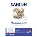 CANSON® Mixed Media Artists Papier, 21 cm x 29,7 cm, DIN A4, 300 g/m², fein, 1-seitig geleimter Block mit 25 Blatt