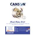 CANSON® Mixed Media Artists Papier, 29,7 cm x 42 cm, DIN A3, 300 g/m², fein, 1-seitig geleimter Block mit 25 Blatt