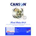 CANSON® Mixed Media Artists Papier, 21 cm x 29,7 cm, DIN A4, 600 g/m², fein, 1-seitig geleimter Block mit 15 Blatt