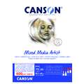 CANSON® Mixed Media Artists Papier, 29,7 cm x 42 cm, DIN A3, 600 g/m², fein, 1-seitig geleimter Block mit 15 Blatt