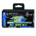 STAEDTLER® pigment arts pen brush 371, 6er-Sets, Blues & Greens, Set, Pinselspitze