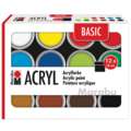 Marabu Acrylfarben BASIC Sets, 18-ml-Näpfchen, 12 Farben, Set