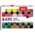 Acrylique Marabu BASIC, sets de godets 18 ml, 24 couleurs, Set