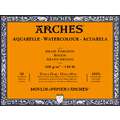 Bloc de papier aquarelle ARCHES®, 31 cm x 41 cm, 300 g/m², Bloc collé 4 côtés, Bloc de 20 feuilles, torchon