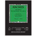 Bloc de papier aquarelle ARCHES®, 21 cm x 29,7 cm, 300 g/m², Bloc collé 1 côté, Bloc de 12 feuilles, grain fin