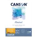 CANSON® Montval® Aquarellkarton, 300 g/m² Feinkorn, 21 cm x 29,7 cm, DIN A4, 300 g/m², fein, Block mit 50 Blatt, an der kurzen Seite geleimt
