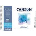 CANSON® Papier Aquarelle Montval bloc grain torchon, 270 g/m², 24 cm x 32 cm, 270 g/m², torchon, Bloc à spirales de 12 feuilles, lié au côté court