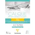 Calque velouté Clairefontaine, 70 g/m², 42 cm x 59,4 cm, DIN A2, 1 pièce, Bloc collé 1 côté