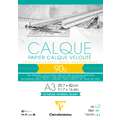 Papier calque CLAIREFONTAINE 90/95 g/m², 29,7 cm x 42 cm, DIN A3, 29,7x42cm (A3) - Bloc de 50 feuilles, 90 g/m², Bloc collé 1 côté