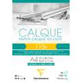 Calque velouté Clairefontaine, 110 g/m², 21 cm x 29,7 cm, DIN A4, 1 pièce, Bloc collé 1 côté